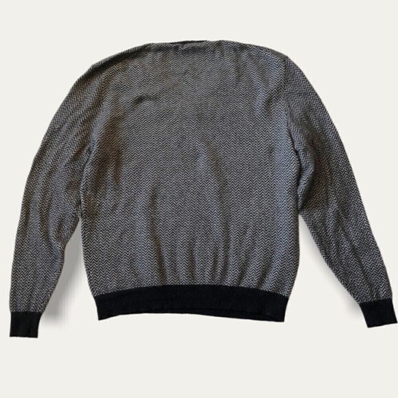 Bobby Jones Chevron V Neck Sweater Wool Cashmere Black Gray XL - Picture 9 of 14